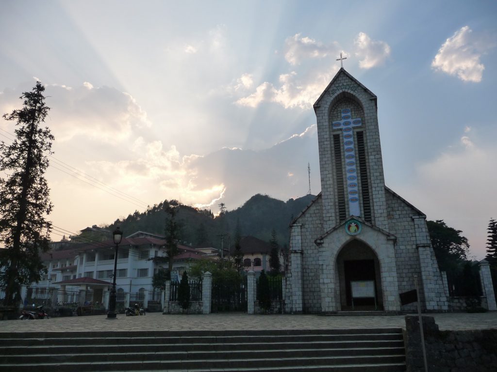 Sapa stone church locates at the center of Sapa town