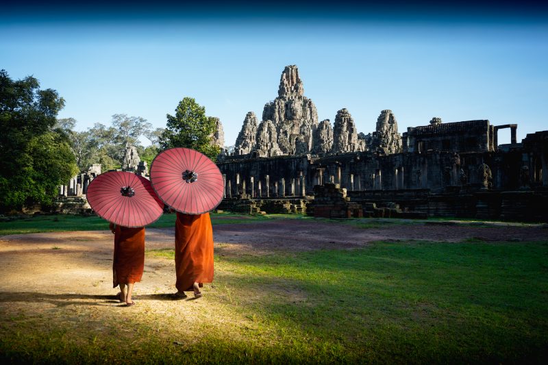 Ancient stone faces of Bayon temple
